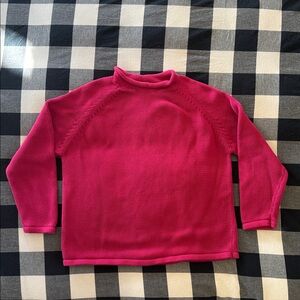 L.L. Bean Magenta Pink Heavy Knit Sweater 100% Cotton Size XL
